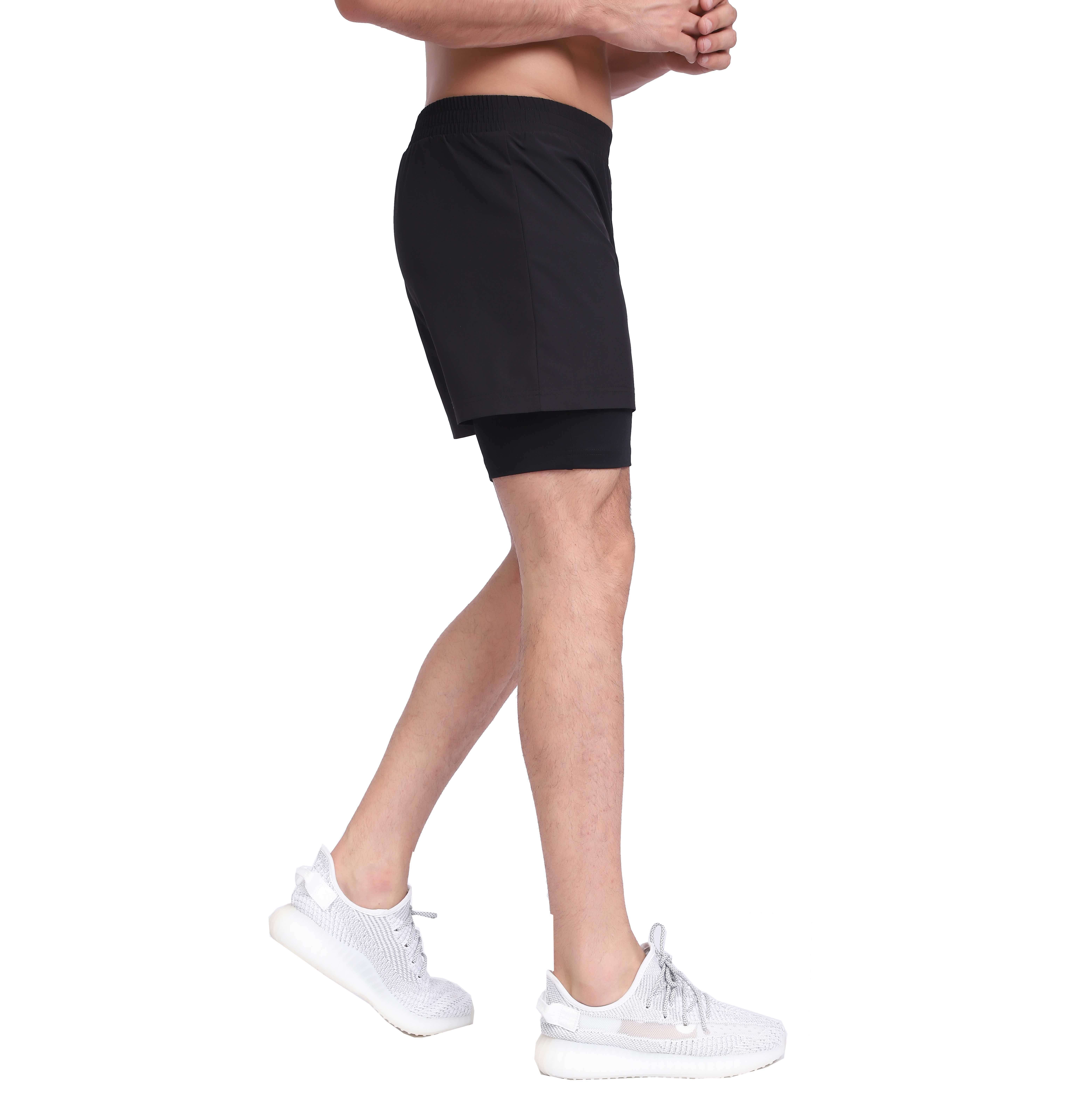 Мужские легкие спортивные шорты 2-в-1 для бега в тренажерном зале и йоге