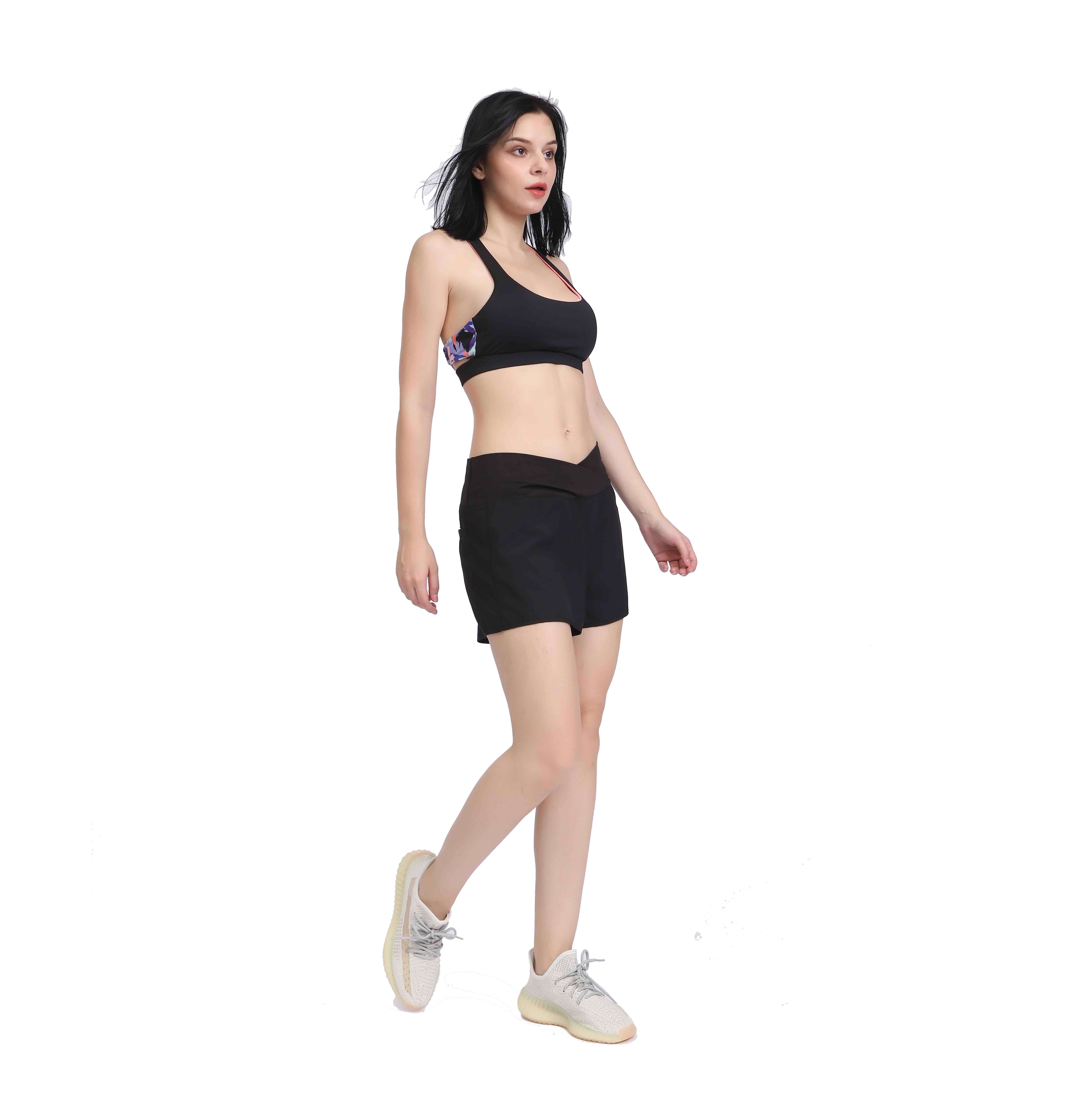 Женские быстросохнущие спортивные шорты с высокой перекрестной талией для тренировок